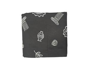 Tissu en rayonne léger de qualité supérieure, noir, brodé avec des motifs grecs blancs imprimés, pour robes et vêtements féminins - Product Image 5