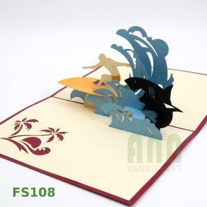 การ์ดขอบคุณแบบป๊อปอัพ 3 มิติ ลายเซิร์ฟเฟอร์ รุ่น FS108 จาก ANN HANDICRAFT ปรับแต่งได้ พิมพ์ได้ 4 สี ตัดไดคัท สำหรับเทศกาลขอบคุณพระเจ้า - Product Image 5