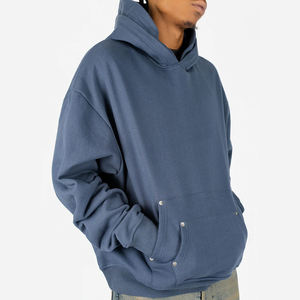 Sweat-shirt à capuche oversize pour homme, couleur unie, coton French Terry, pull décontracté avec poche, vêtement d'automne - Product Image 2