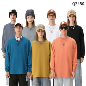 Precio sorpresa Fabricante de camisas informales Camiseta de manga larga en blanco Cuello redondo 260 gramos Camiseta de punto de gran tamaño - Product Image 2