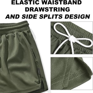 Shorts décontractés pour hommes en spandex/polyester, taille élastique avec cordon de serrage, légers, respirants, confortables, pour l'entraînement sportif - Product Image 4
