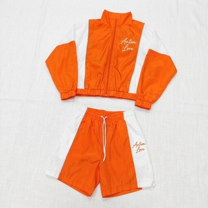Custom Logo <b>Women</b> Windbreaker Shorts Set Wholesale Blank Orange Tracksuit Two Piece Zipper <b>Jacket</b> Activewear Casual Solid - Product Image 6