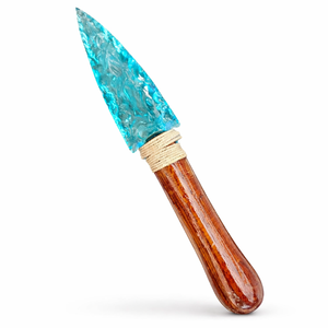 Cuchillo de Cristal Único de Obsidiana Azul Agua, Estilo Amor, Hecho a Mano, Piedra Curativa Decorativa, Daga para Colección del Hogar - Product Image 1