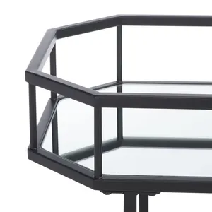 Chariot de bar moderne en métal avec étagères en verre, 29,8x29,6x16,5 pouces, chariot de service roulant pour fêtes à domicile - Product Image 2