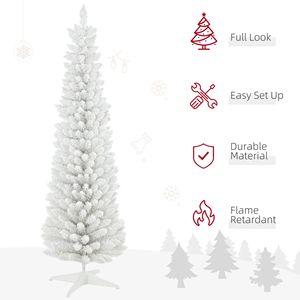 Árbol de Navidad Artificial Realista con Forma de Lápiz, 6 Ramas Decoradas con Nieve, Árbol de Navidad Blanco - Product Image 4