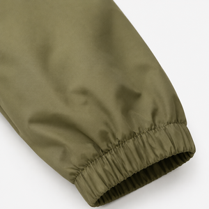 Veste coupe-vent pour homme, couleur olive, col montant, coupe classique, en polyester, style chemise, couleur unie, automne - Product Image 3