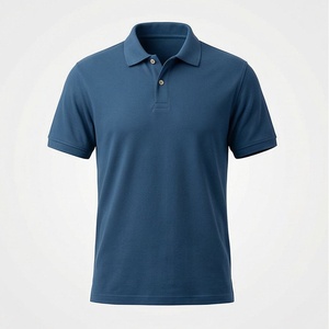Men's Navy <b>Blue</b> Short Sleeve <b>Polo</b> <b>Shirt</b> Cotton Pique Knitted Casual Breathable Solid Design Regular Fit - Product Image 1