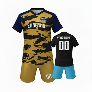 ชุดฟุตบอลแบบซับลิเมชั่นลายพรางสั่งทำขายส่ง เสื้อ กางเกงขาสั้น ชุดฝึกซ้อมฟุตบอลระบายอากาศสำหรับผู้ชาย ชุดยูนิฟอร์มทีม - Product Image 5