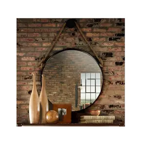 Hochwertige antike stilvolle Eisen rahmen Wand spiegel mit OEM ODM maßge schneiderte gute Qualität Metall Wand spiegel mit Logo-Druck