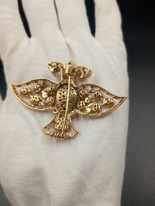 Broche en forme d'aigle avec doublet rouge en argent, bijou pour mariage indien, pierre polki sur broche pour homme, bijoux faits à la main - Product Image 2