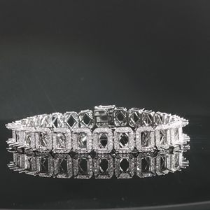 AMBER JEWELS T-2578 Bracelet tennis unisexe géométrique avec diamants de laboratoire, plaqué or 10K, chaîne en or massif 14K, luxe pour usage quotidien - Product Image 1