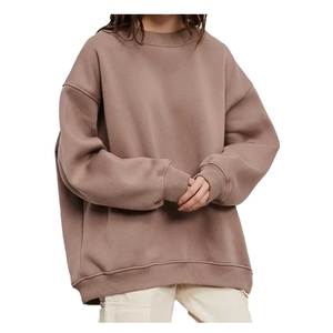 Sweat-shirt oversize à col rond pour femme, couleur unie, coton 100% fibre de bambou, tricoté, manches longues, poche, vêtements décontractés d'automne - Product Image 2