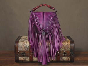 กระเป๋าถือหนังแท้พรีเมียมสำหรับผู้หญิง – กระเป๋าสะพายสไตล์วินเทจโบโฮพร้อมพู่ห้อยและดีเทลประดับหมุด - Product Image 6