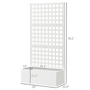 Fioriera Rialzata Bianca 89x41x178 cm in Acciaio Zincato con Spalliera per Piante Rampicanti e Ortaggi - Product Image 3