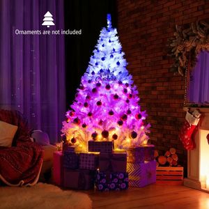 6/7 Feet Hinged Pre-Lit Artificial Christmas <b>Tree</b> with 11 <b>Lighting</b> Modes Xmas <b>Tree</b> Decorations - Product Image 2