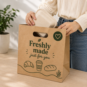 Bolsa Rectangular de Papel Kraft Biodegradable y Ecológica Personalizada con Asas Troqueladas para Empresas y Compras - Product Image 4