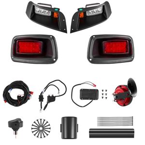 Kit di fari anteriori e posteriori a LED omologati per la circolazione stradale, cablaggio per retrofit da 12 Volt per golf cart con indicatori di direzione e luci di emergenza SW IT - Product Image 1