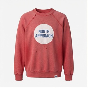 เสื้อสเวตเชิ้ตผู้ชายสีแดง ผ้าฝ้ายเฟรนช์เทอร์รี่ คอกลม ทรงปกติ สวมใส่สบายๆ สำหรับฤดูใบไม้ร่วง - Product Image 4