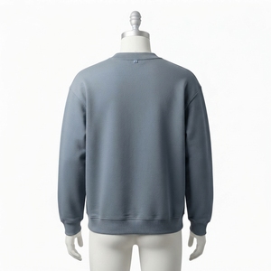 Sudadera Azul para Hombre, Cuello Redondo, Estilo Holgado, Manga Larga, Casual, Minimalista, Moda Urbana - Product Image 3