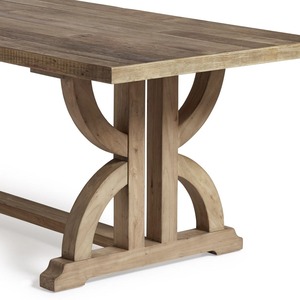 Solid Teak Wood <b>Dining</b> <b>Table</b> <b>Rustic</b> <b>Farmhouse</b> Style with Unique Double Pedestal Base, Handmade Wooden <b>Table</b> Supplier - Product Image 6