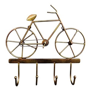 Antique Iron Bicycle <b>Key</b> Holder with Reclaimed Wood - Wholesale Wall Hooks - Product Image 3