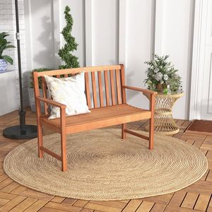 Comoda Panchina da Giardino in Legno a 2 Posti con Braccioli e Schienale - Product Image 1