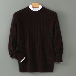 Men's thick cashmere sweater 100% pure cashmere round neck cashmere sweater 2024 new spring and winter knit base <b>shirt</b> - Product Image 4