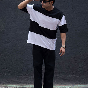 T-shirt personnalisé pour homme, style ample et confortable, manches longues, 100% coton, col rond, imprimé, haut à manches courtes - Product Image 1