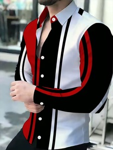 เสื้อเชิ้ตแขนยาวพิมพ์ลายดิจิตอลด้านหน้าลายเสือดาวสีทองพื้นขาวใหม่ คอสูง ทรงปกติ - Product Image 6