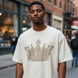 Oversized Rhinestone T <b>Shirt</b> <b>Men</b> High Street Hip Hop Bling Tee Premium Combed Cotton Custom Graphic Diamond Top Vendor - Product Image 5