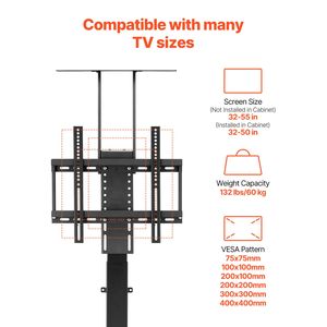 Carrello Motorizzato per TV con Carico Massimo di 60 kg, Supporto Regolabile Verticale, Telecomando Elettrico - Product Image 3