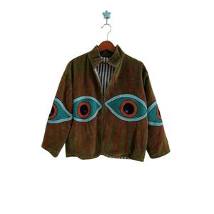 Premium Quality Eye Embroidery Suzani Velvet <b>Thick</b> Jacket Full Sleeve Stand Collar <b>Winter</b> Style Hand Embroidered Unisex <b>Coat</b> - Product Image 1