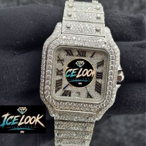 Reloj de Lujo ICE LOOK para Hombre, Cuadrado, de Acero Inoxidable, 40 mm, Analógico de Cuarzo, con Esfera de Zafiro y Correa con Incrustaciones de Diamantes - Product Image 1