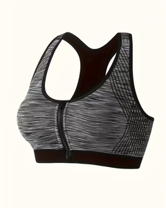 Bralette Deportivo de Alto Impacto con Cierre |   Sujetador deportivo con espalda cruzada y almohadillas para mujer |   Top Deportivo Corto de Punto Sin Costuras con Efecto Heathered - Product Image 1