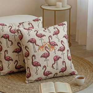 Nueva funda de cojín hecha a mano con estampado de flamencos en algodón, hermosa funda de cojín para decoración. - Product Image 3