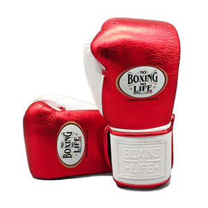 Gants de boxe Sanda en cuir de vachette de qualité supérieure No Boxing No Life avec fermeture auto-agrippante, antidérapants et avec sangle de poignet réglable - Product Image 1