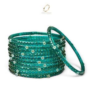 Bracelets en verre bleu kashmiri traditionnels élégants en forme de goutte de pluie, bijoux kashmiris, vente en gros de bracelets en verre pour femmes - Product Image 2