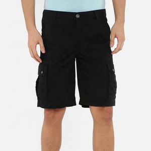 Pantalones cortos Cargo de algodón para hombre, ropa de calle informal de verano, logotipo desgastado negro con múltiples bolsillos, método de tejido de punto - Product Image 1
