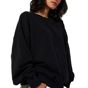 Sudadera de lana con hombros caídos y manga larga para mujer con capucha Sudadera con capucha - Product Image 1