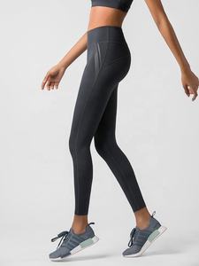 Leggings de Punto para Mujer, Cintura Media, Pantalones de Yoga con Patrón Sólido, Cierre Elástico en la Cintura, Algodón/Fibra de Bambú, Secado Rápido, Venta al Por Mayor - Product Image 6
