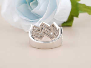 Anillo de cóctel de lujo de plata de ley con baño de rodio y moissanita, diseño hip hop, para mujer, regalo de joyería para bodas y fiestas - Product Image 2