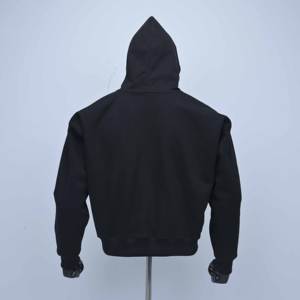 Sudadera con capucha para hombre de alta calidad, fabricada con tela gruesa de color sólido, personalizada, con estampado digital y doble cremallera. - Product Image 4