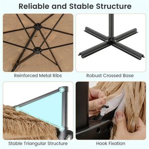 Ombrellone da Esterno a 2 Livelli Stile Tropicale da 2,9 m, Nero Naturale con Design Ventilato per Protezione Solare, Perfetto per Giardino/Bordo Piscina - Product Image 4