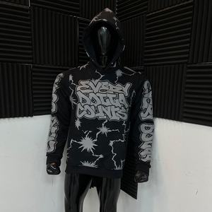 High Quality Customized All-Over Screen Print Design Men's Pullover Hoodie French Terry Drop Shoulder Oversized for Winter - Product Image 1