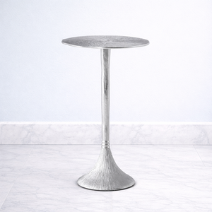 Elegant Cast Aluminum Bar <b>Table</b> Textured Round Top Sleek Pedestal Base Premium Finish Durable Build Contemporary Luxury Style - Product Image 1