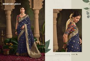 Collection Premium de Saris en Soie Crêpe Dola avec Tissage Intégral, Bordure Large et Pallu Tissé - Collection Femme - Product Image 6