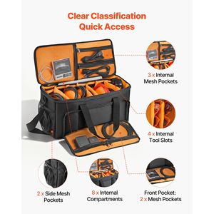 1680D Padded File Gig Bag Wheels 6 Detachable Dividers Travel Storage Music <b>Gear</b> Case for DJs Rolling DJ <b>Cable</b> Bag Professional - Product Image 4