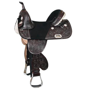 Premium Dark Brown Western Horse Saddle Genuine Leather Hand Tooled Trail Riding Cowboy Ranch <b>Equestrian</b> Tack Comfort - Product Image 3