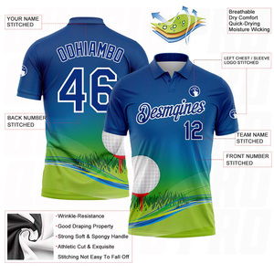 Men's Golf <b>Polo</b> Shirt Short Sleeve Sublimation Print Quick Dry 100% Polyester Sporty Gradient Color Front Logo Design - Product Image 3