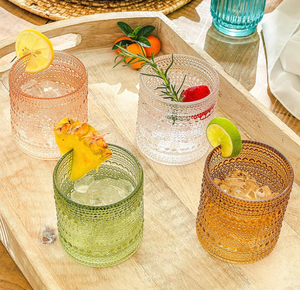 Verres à cocktail, à eau ou à jus rétro vintage en verre, cadeau <span class=keywords><strong>de</strong></span> luxe pour hôtesse ou <span class=keywords><strong>de</strong></span> déménagement, verre à vin gaufré - Product Image 3
